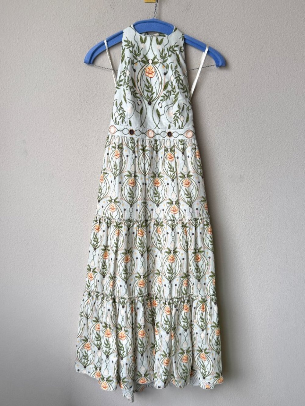 Agua by Agua Bendita Consuelo Lunar Floral Halter Midi Dress Size L - Picture 3 of 7